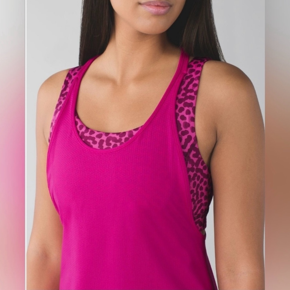 Lululemon All Sport Support Tank Pink Bra Racerback Animal Print size 6